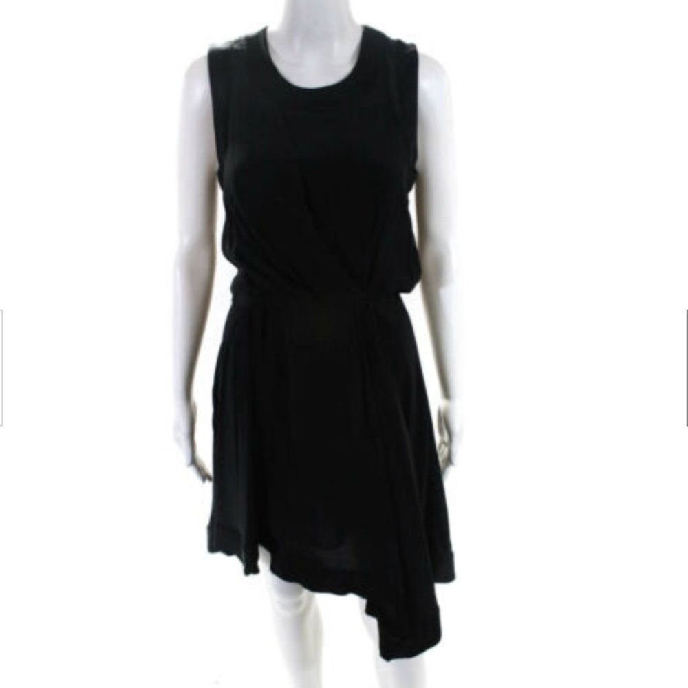 Elizabeth and James Asymmetrical Black Silk Dress